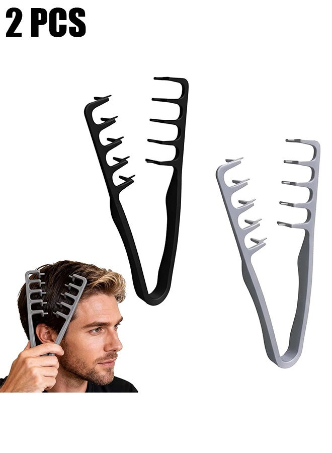 HY 2 Pcs Texture Comb, Wide Tooth Styling Comb, Roots Volume Tool, Men Pompadour Hairstyling Combs, Bangs Seam Grooming Accessory for Woman, for Barber Hairdressing Hair Pick Combs - Image 1